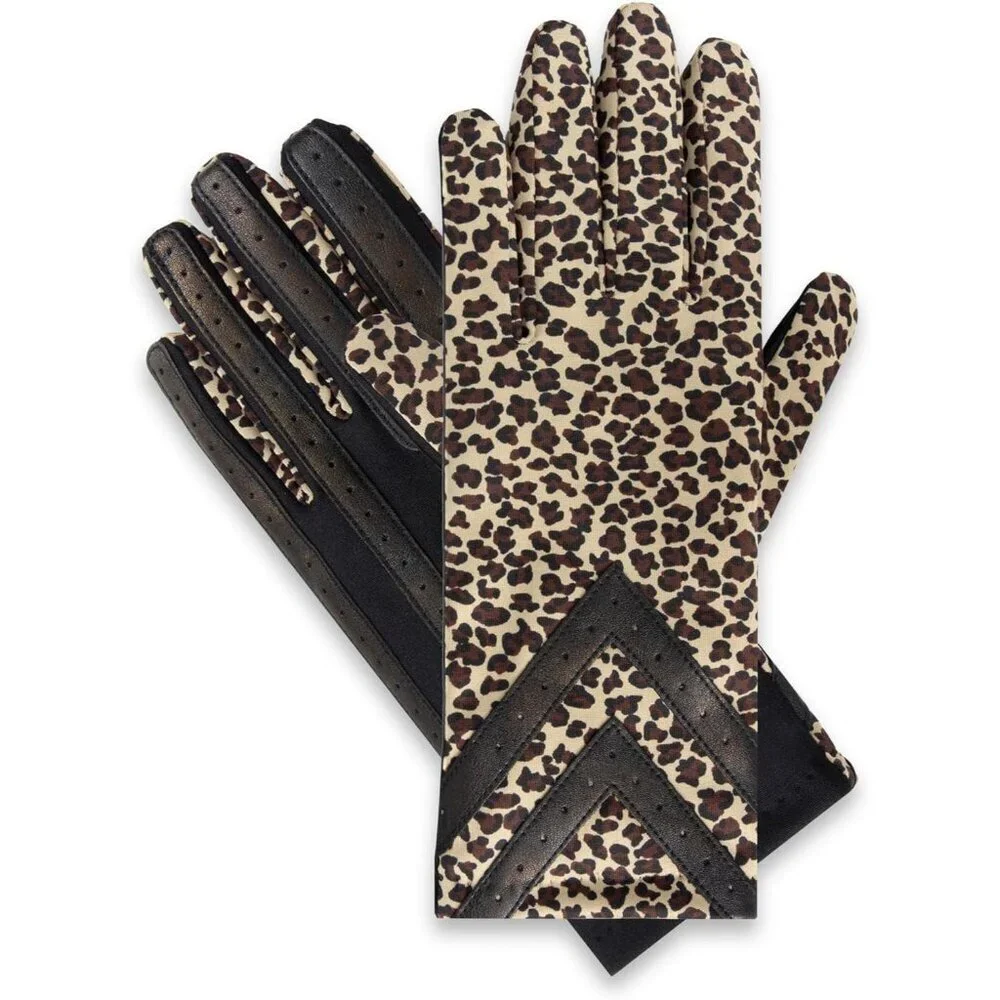 Women's Leopard - Smartdri Spandex Gloves Warm Fleece Lined Chevron Touchscreen